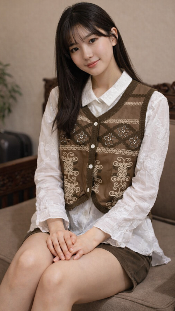 Embroidery Vest With Embroidery Shirt FC2298