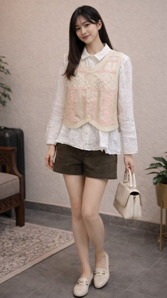 Embroidery Vest With Embroidery Shirt FC2298