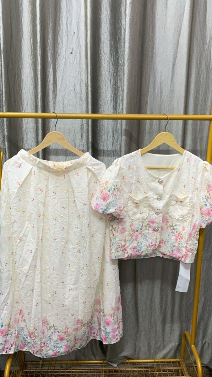 Embroidery With Paint Top With Skirt Coord Set FC2485