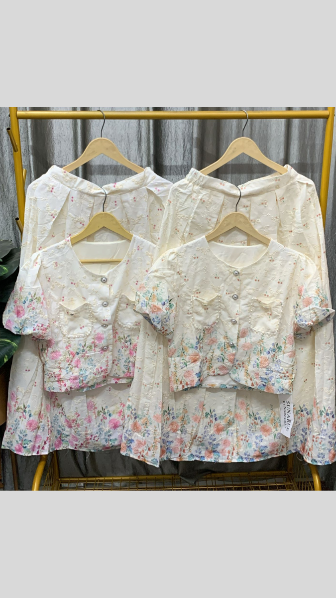 Embroidery With Paint Top With Skirt Coord Set FC2485