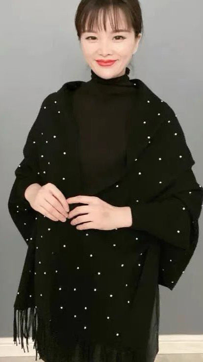 FC Woollen Knitted Full Sleeves Women Dotted poncho Capes