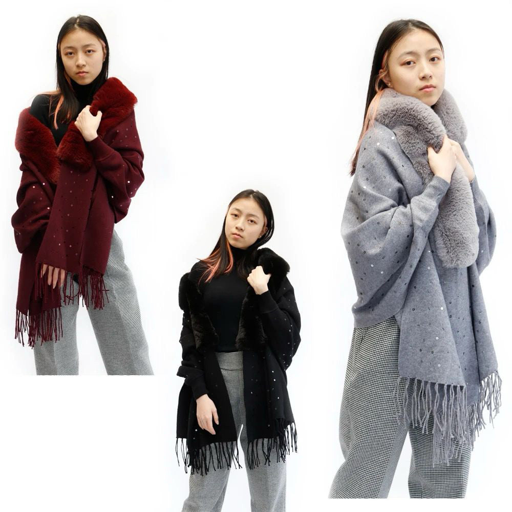 FC Woollen Knitted Full Sleeves Women Dotted poncho Capes