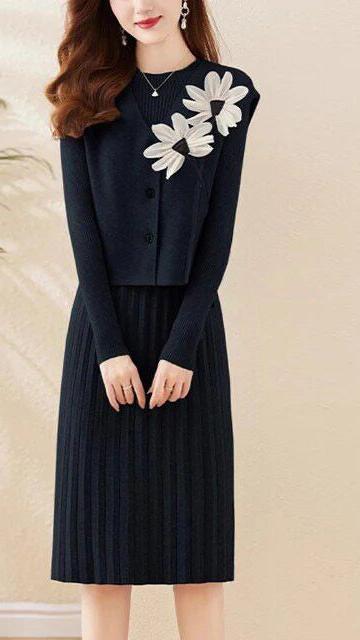 FC Elegant Women Dress with Embroidered Shrug