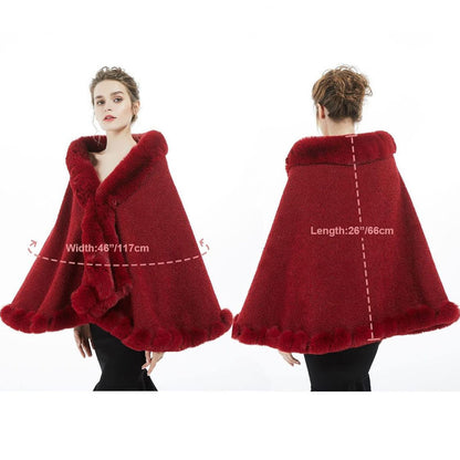 FC Luxurious One Size Fit to All Winter Faux Fur Cape