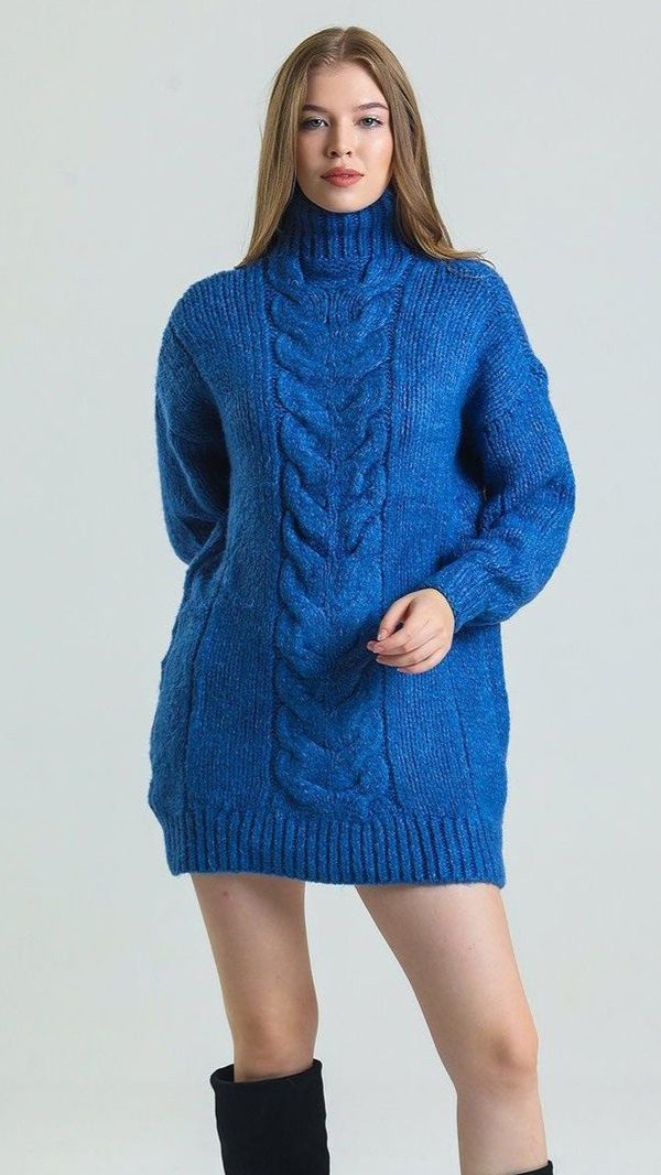 FC knit Long Cardigan High Neck Women Sweater