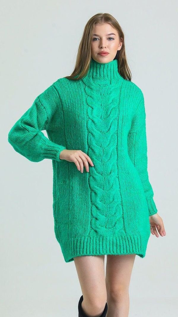 FC knit Long Cardigan High Neck Women Sweater