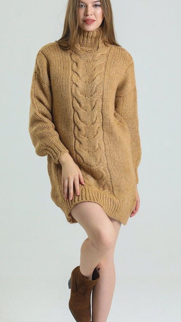 FC knit Long Cardigan High Neck Women Sweater