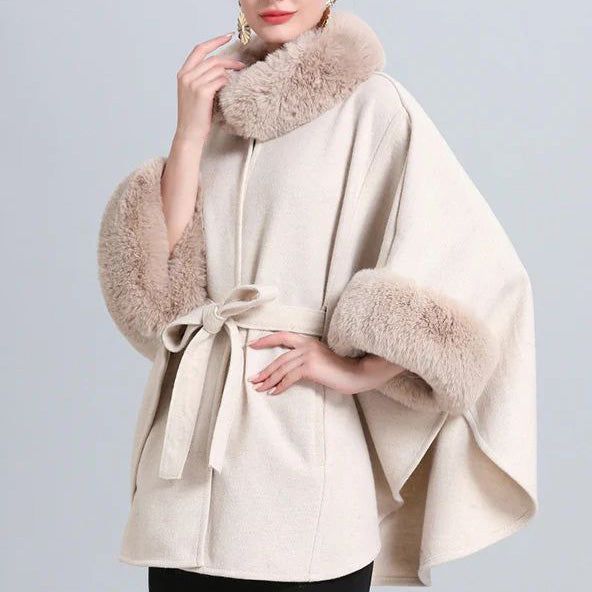 FC Stretchable Tweed Furr Collar Women Coat