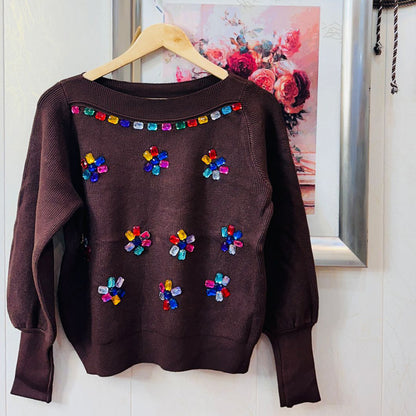 FC knitted woollen women Colourful Stones Top