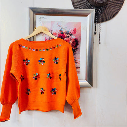 FC knitted woollen women Colourful Stones Top