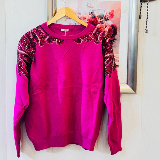 FC knitted woollen women Party Wear Sequin Top