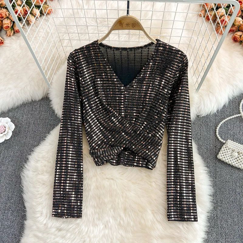 FC Stylish Women Sequin Shirt Top