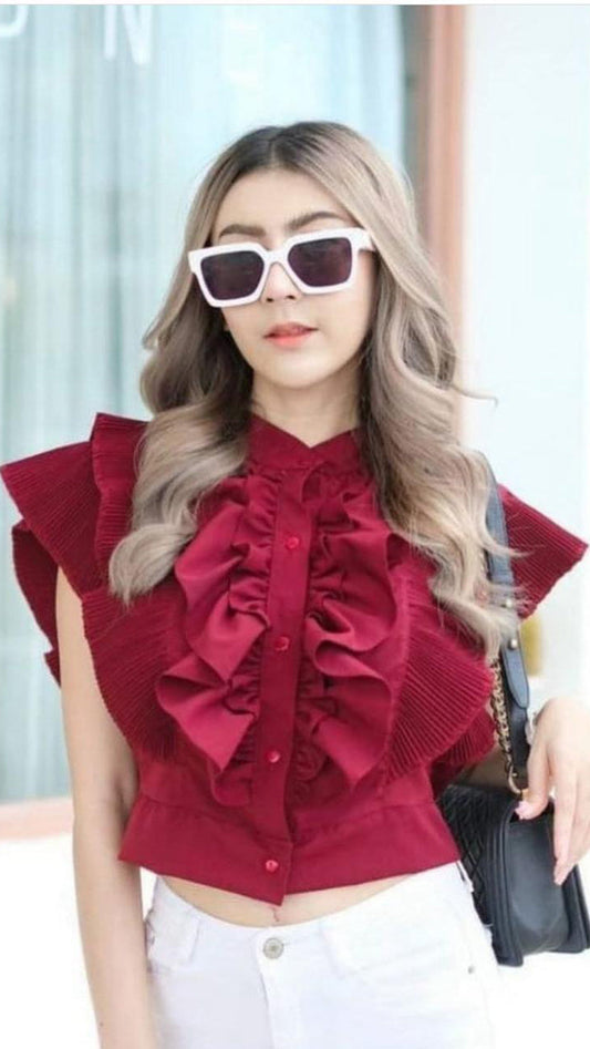 FC Pleated Ruffle Women Top