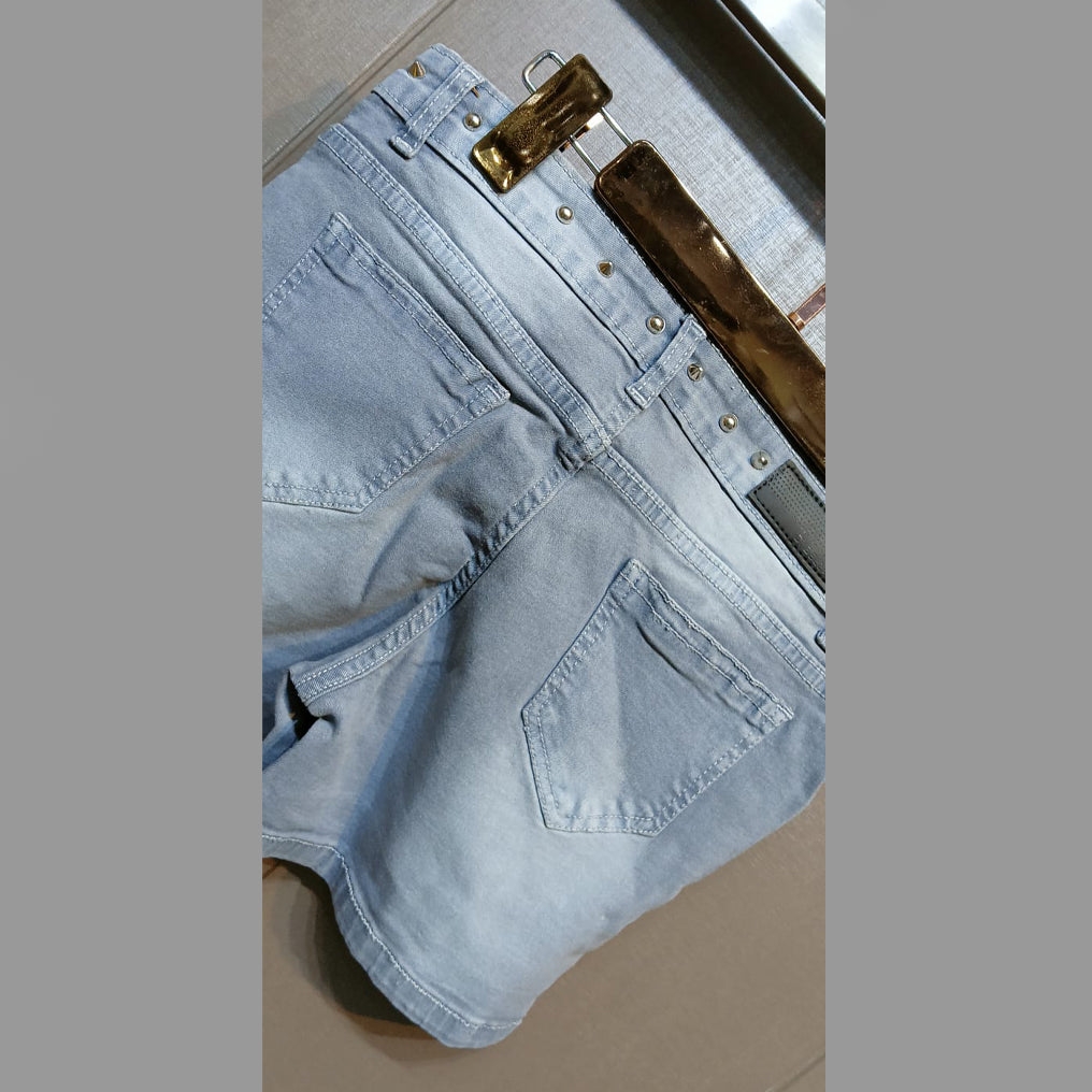 FC Denim Blue Solid Women Shorts