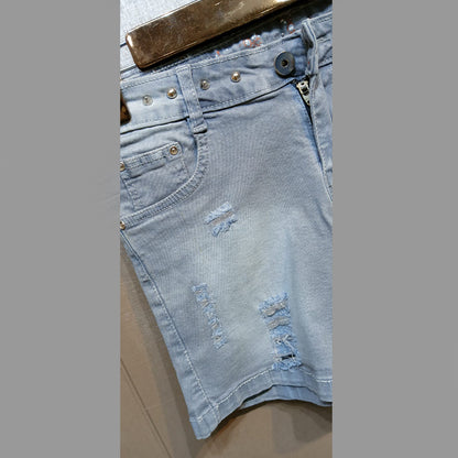 FC Denim Blue Solid Women Shorts