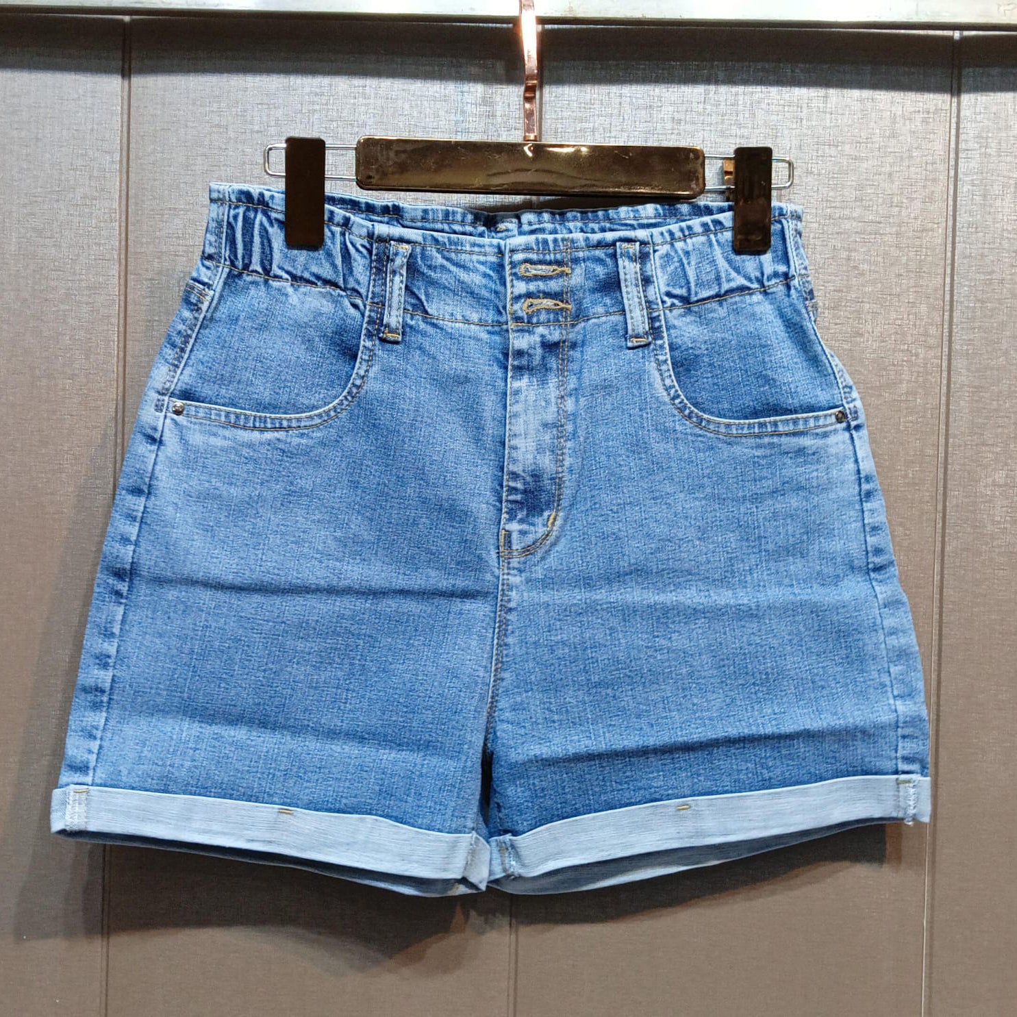 FC Denim Blue Solid Women Casual Shorts