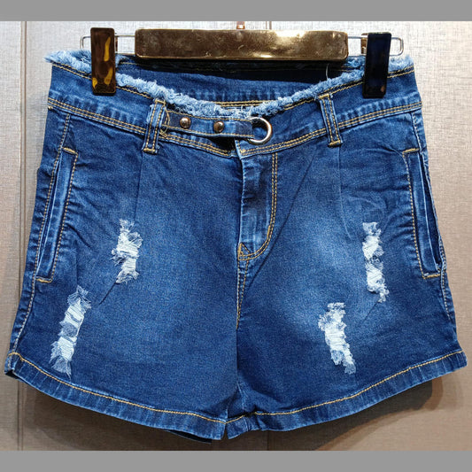 FC Denim Blue Solid Women Jean Shorts