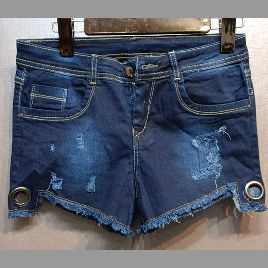 FC Denim Blue Solid Women Designer Shorts