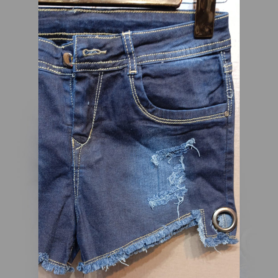 FC Denim Blue Solid Women Designer Shorts