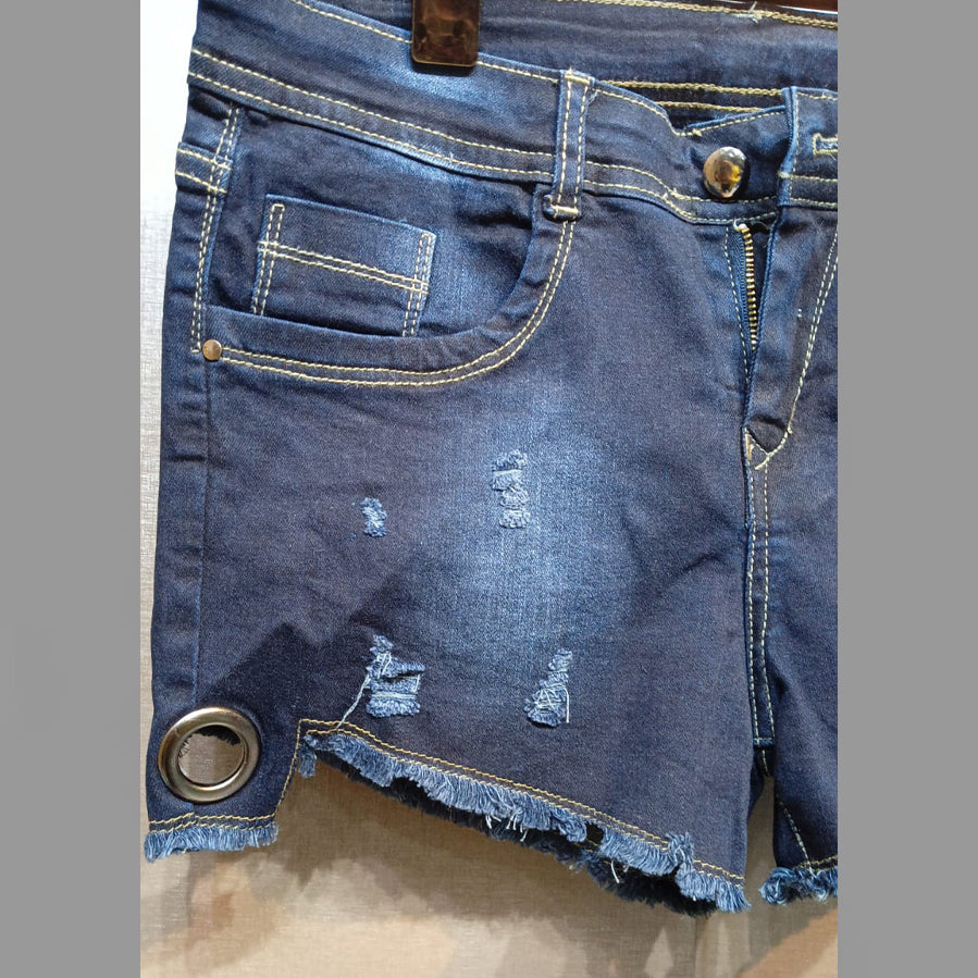 FC Denim Blue Solid Women Designer Shorts