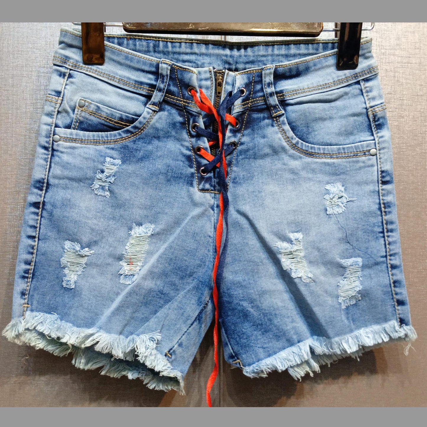 FC Denim Blue Solid Women Designer Shorts