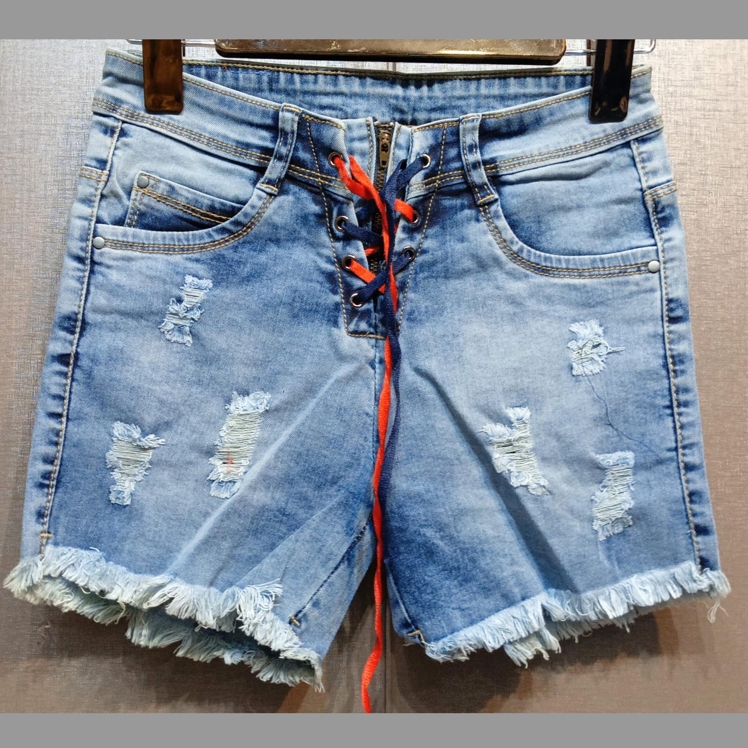 FC Denim Blue Solid Women Designer Shorts