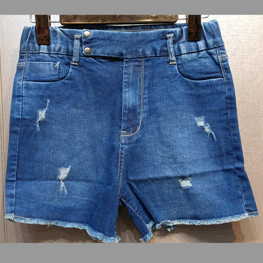 FC Denim Blue Solid Women Jean Shorts