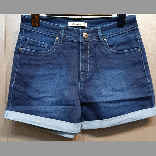 FC Denim Blue Solid Women Casual Jean Shorts