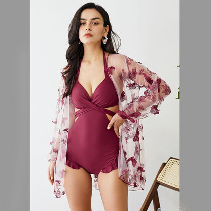 FC Halter Tied Ruffle Swimwear Beach Dress