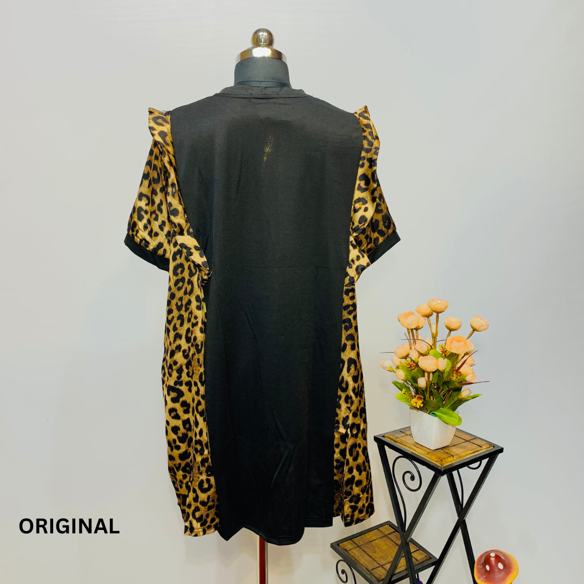 Elegant Autumn Lion Face Free Size Crape Dress