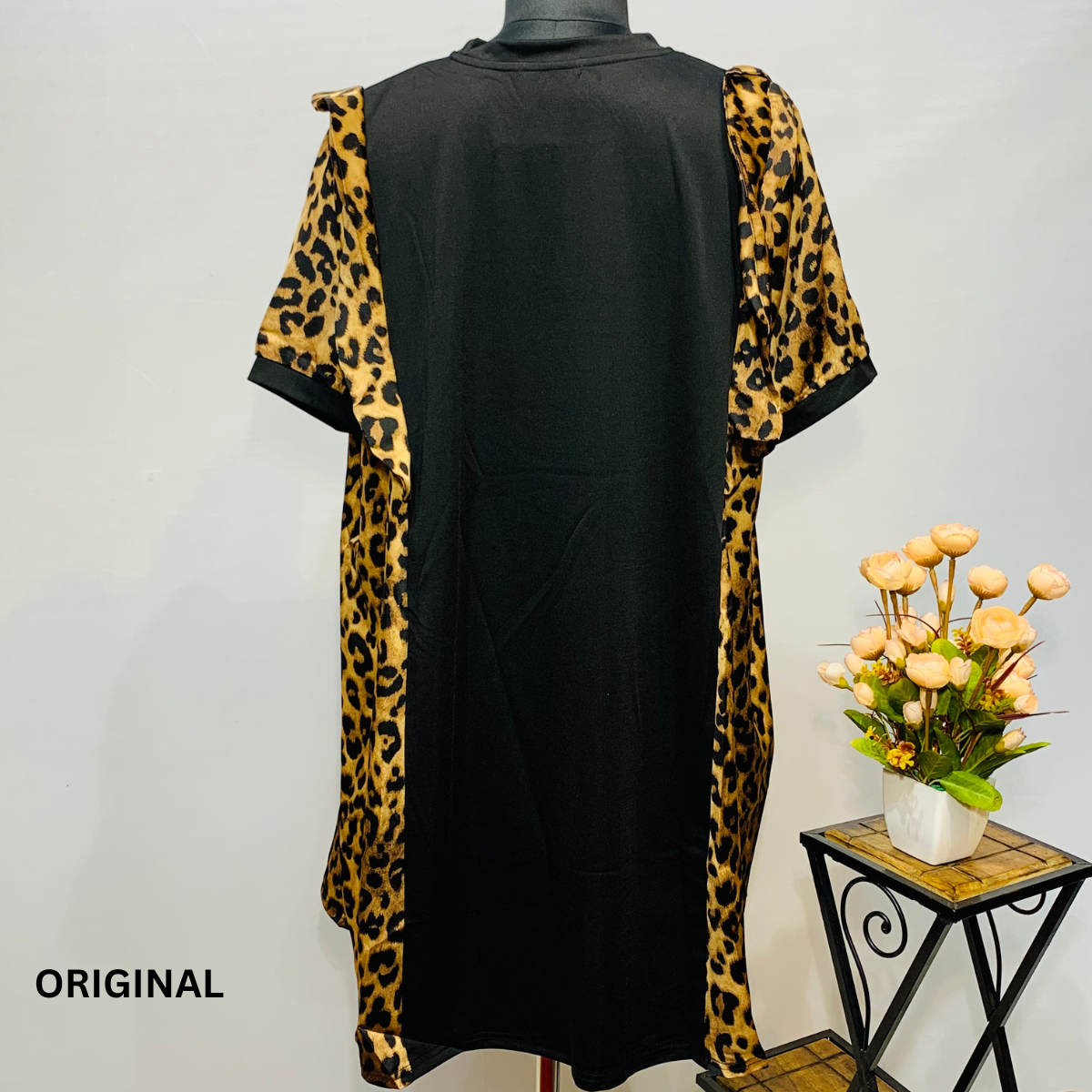 Elegant Autumn Lion Face Free Size Crape Dress