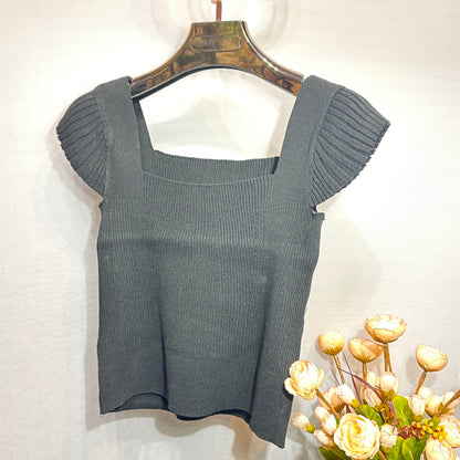 FC Knitted Crop Top with Flared Sleeves