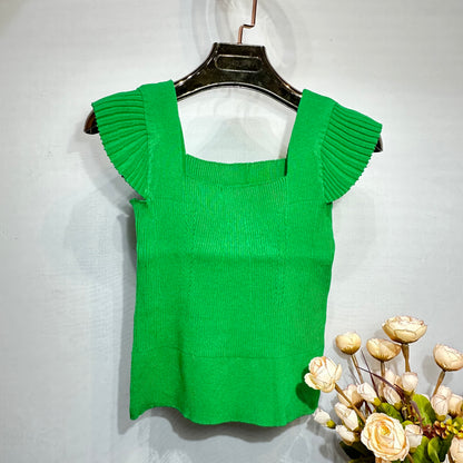 FC Knitted Crop Top with Flared Sleeves