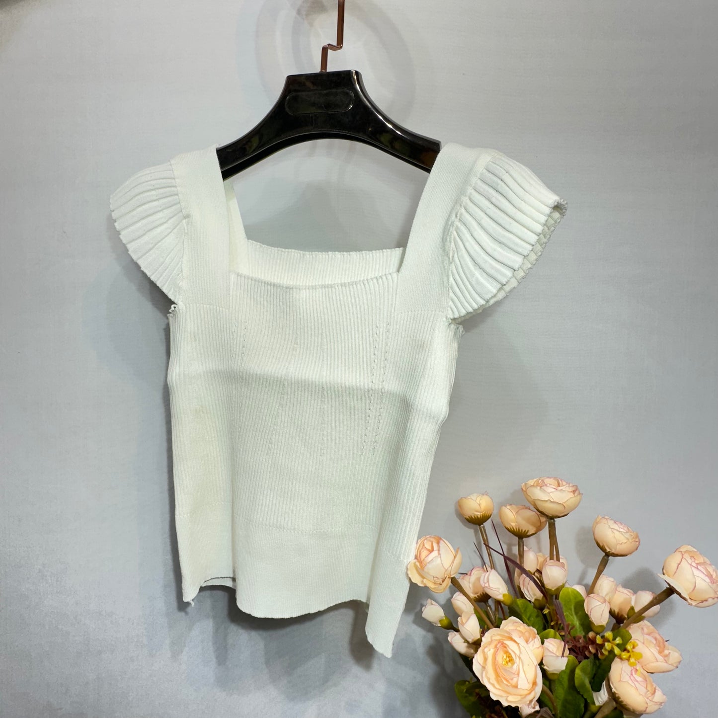 FC Knitted Crop Top with Flared Sleeves