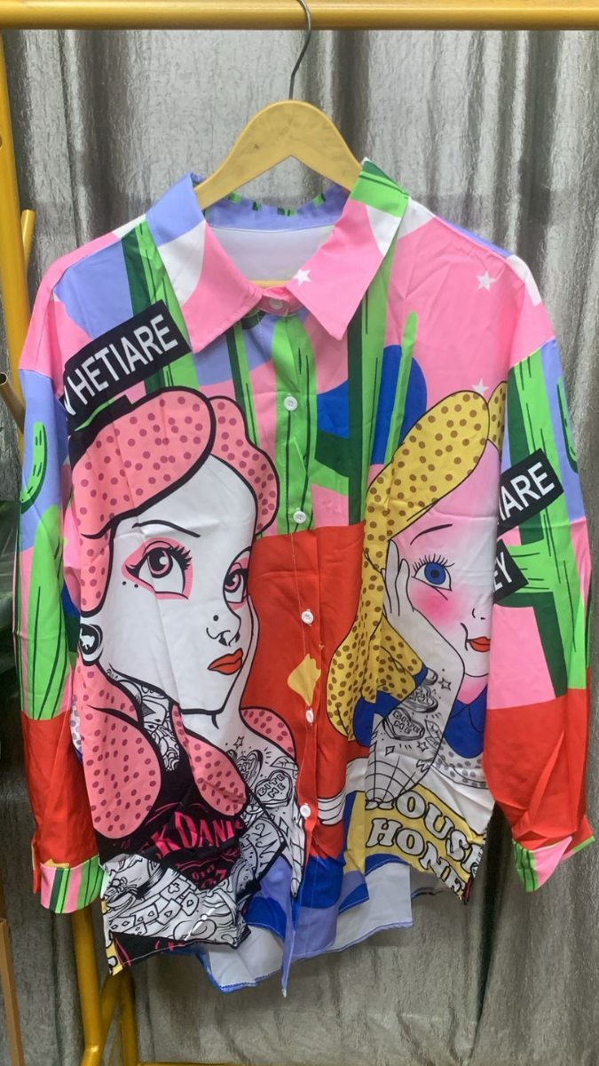 Face Printed Multicolor Shirt Dress FC2367