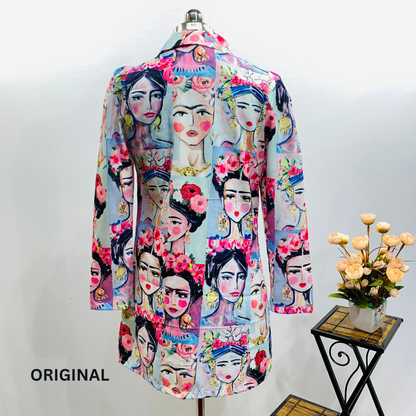 Face Printed Coat Dress