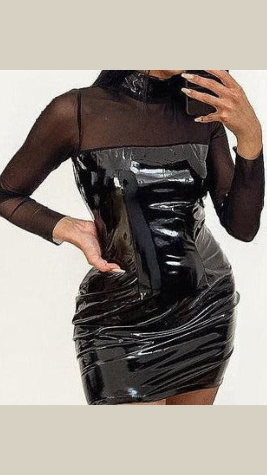 Fc Black Pu Leather Dress