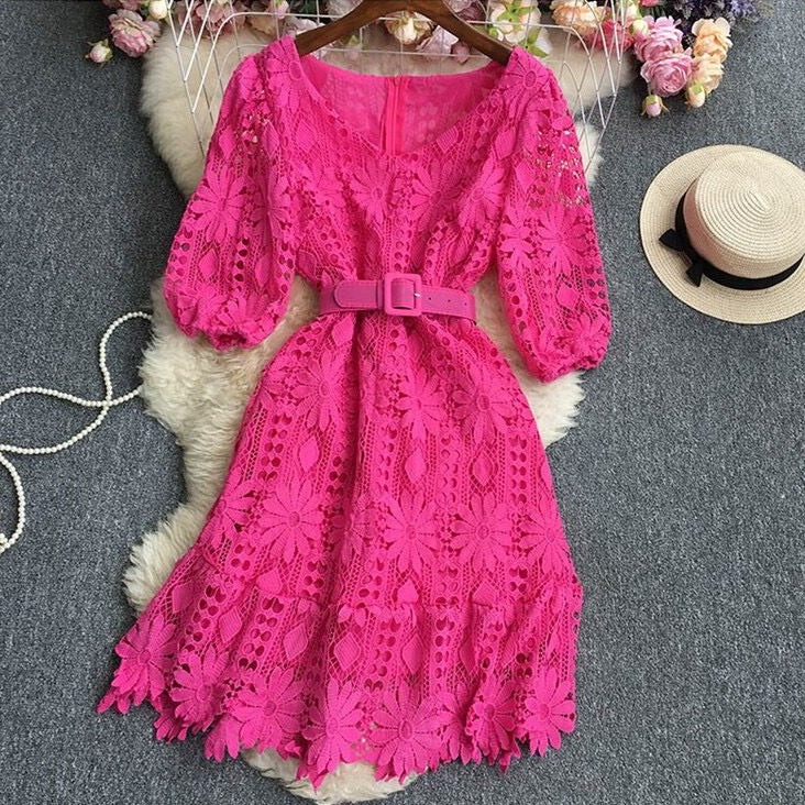 Fc  Lace Short-Sleeved Dress