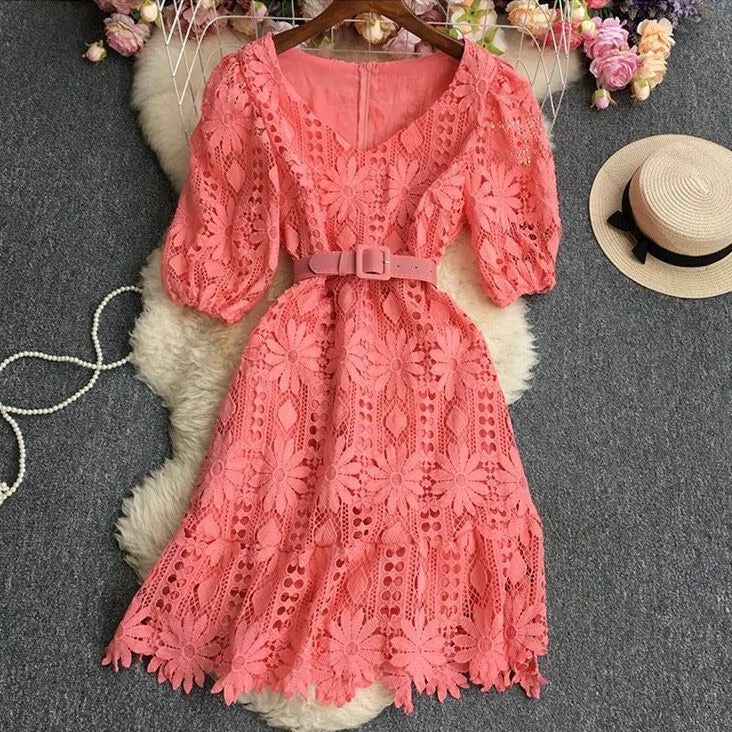 Fc  Lace Short-Sleeved Dress