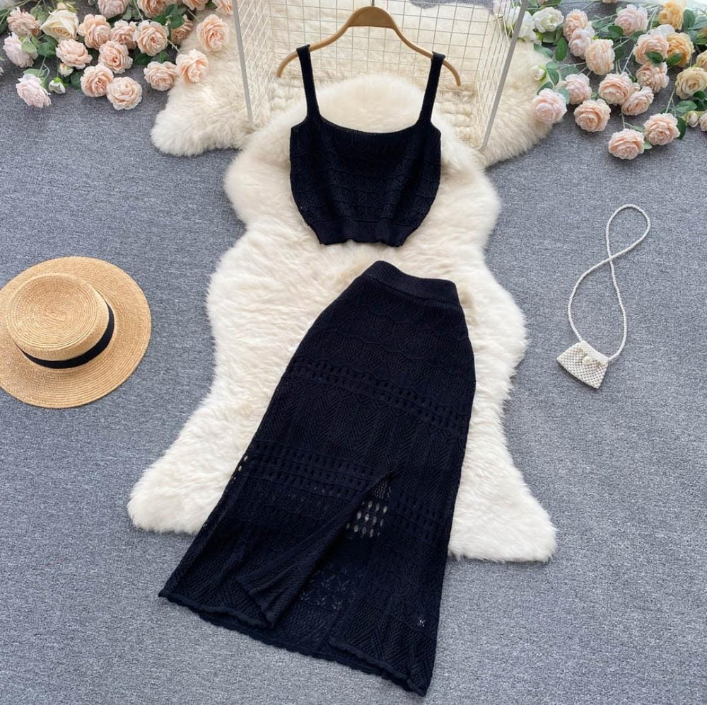 Fc Skirt Two-piece Slim Knitted Suit