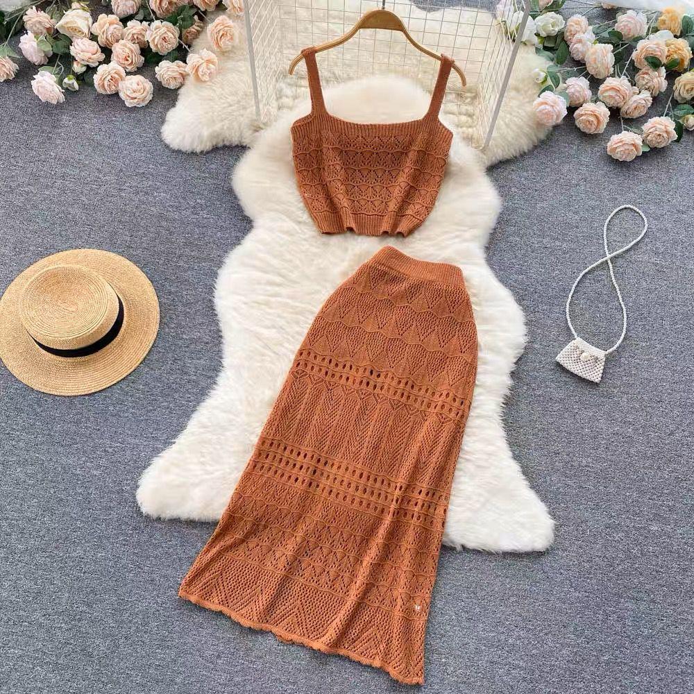 Fc Skirt Two-piece Slim Knitted Suit