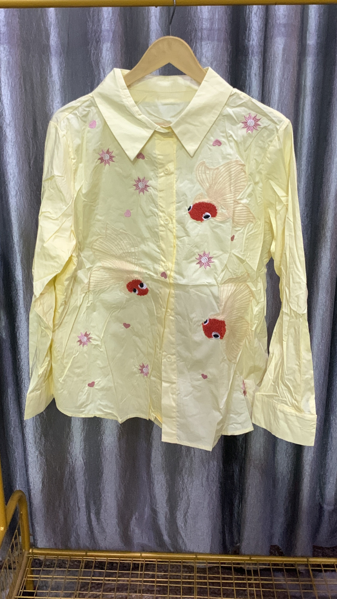 Fish Embroidery Designed Cotton Shirt FC2150