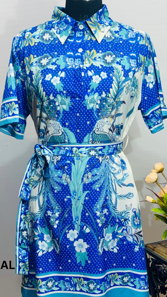 Floral Dress with Adjustable Belt