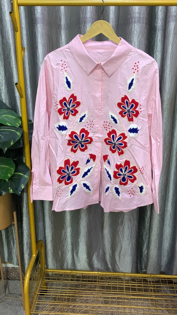 Floral Embroidery Designed Cotton Shirt FC2148
