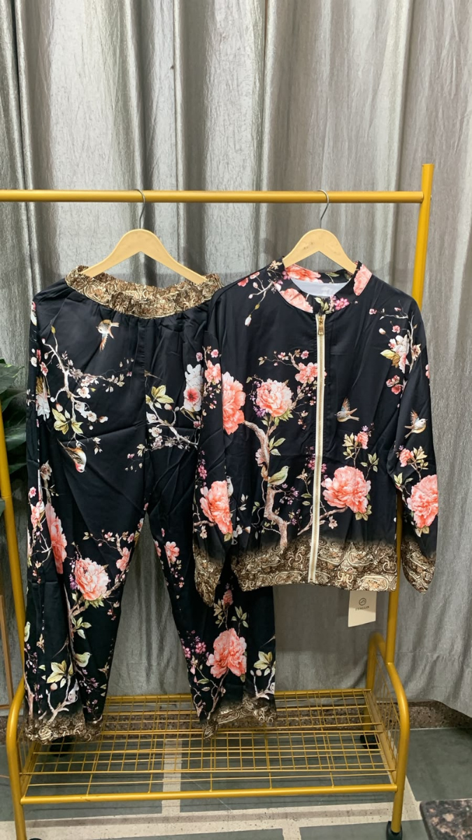 Floral Printed High neck Top And Pant With Pocket Coord Set FC2569