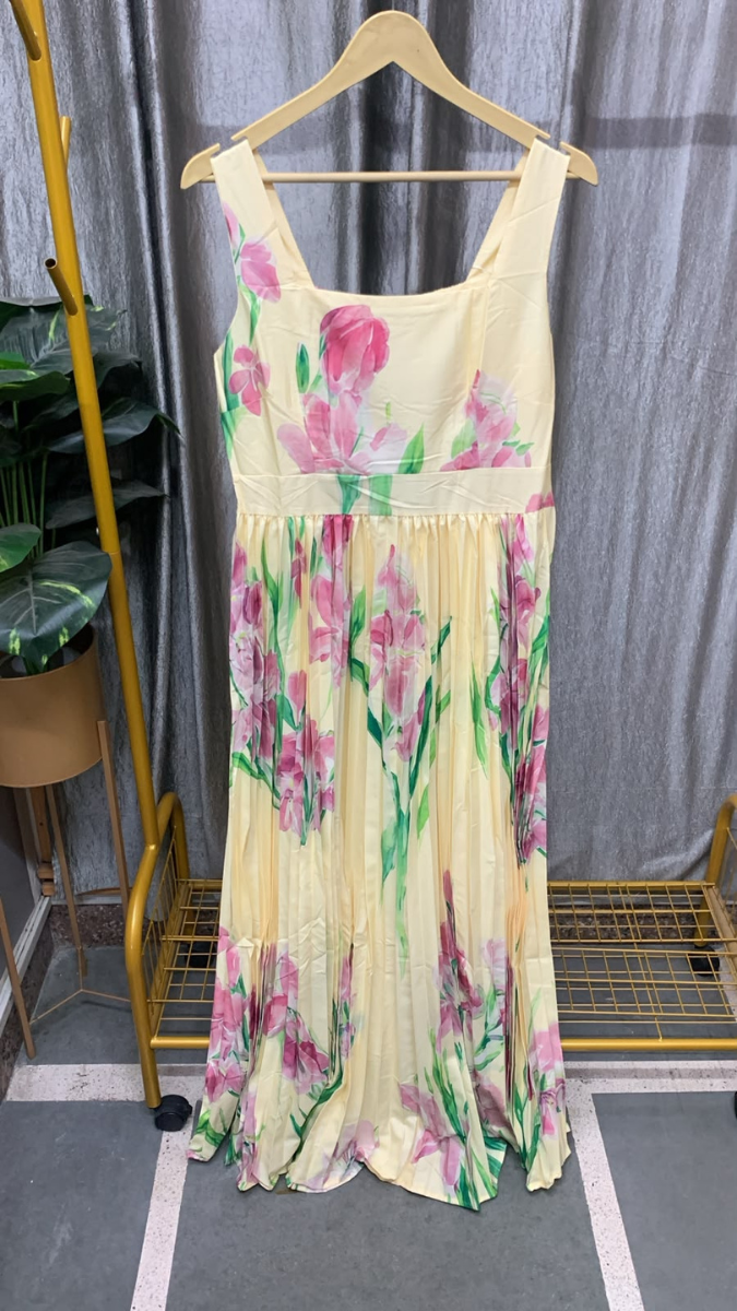 Floral Printed U Neck Sleeveless Dress FC2563