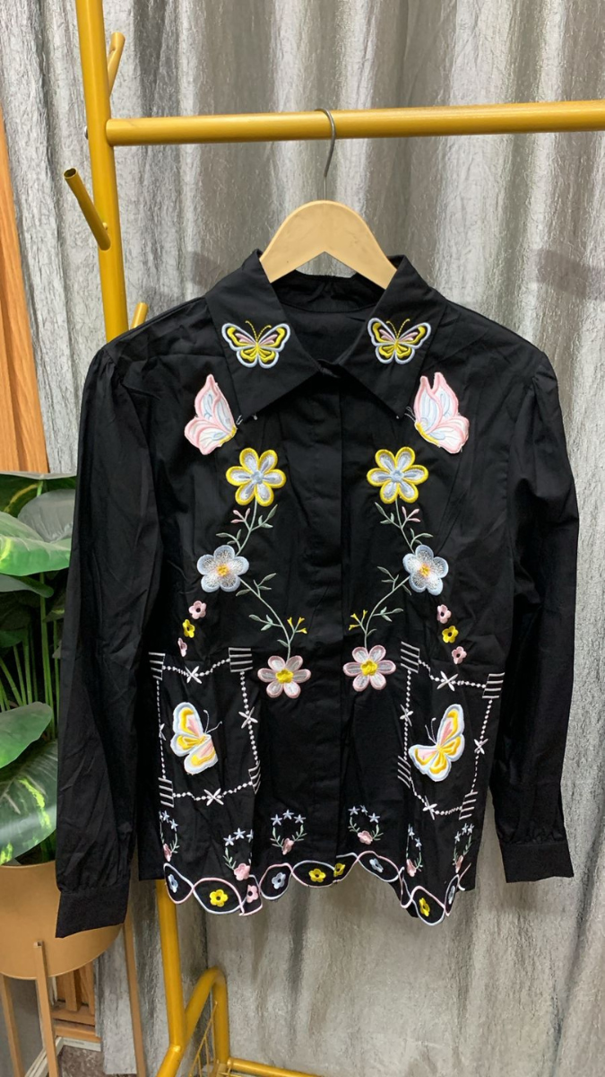 Flower And Butterfly Embroidery Shirt FC2464