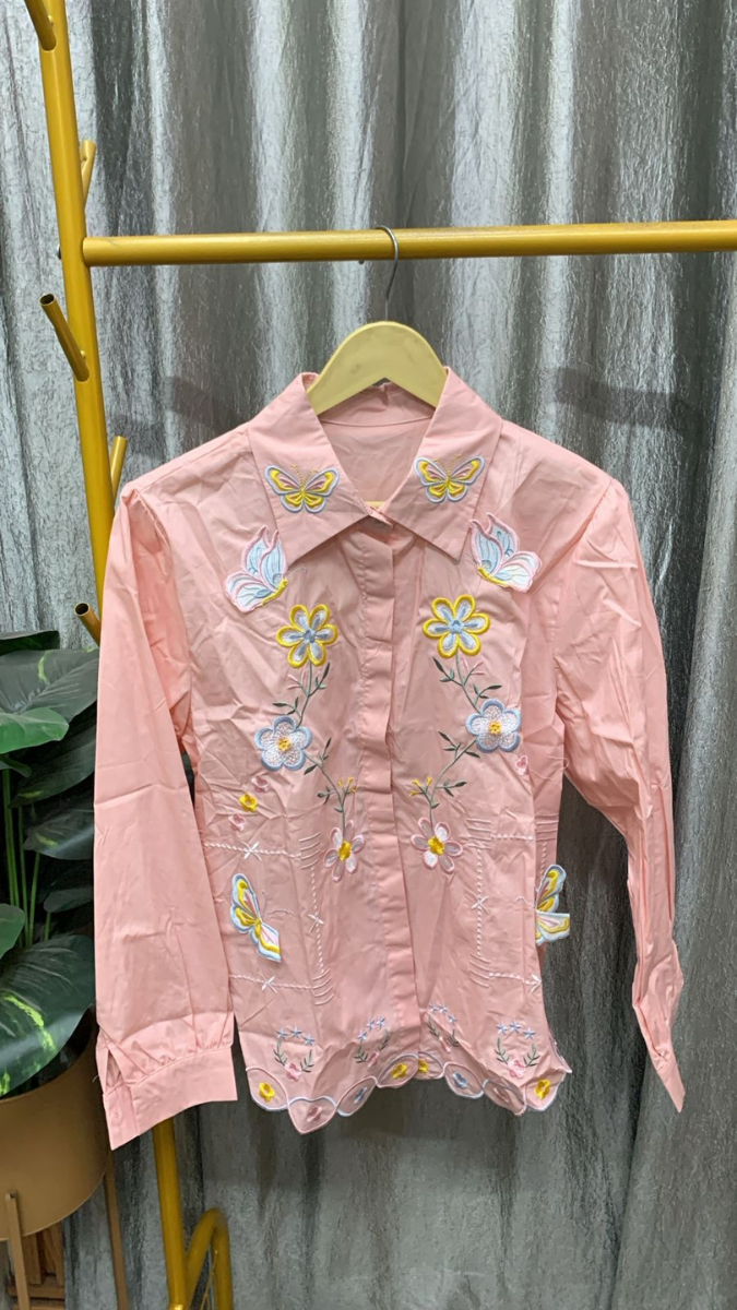 Flower And Butterfly Embroidery Shirt FC2464
