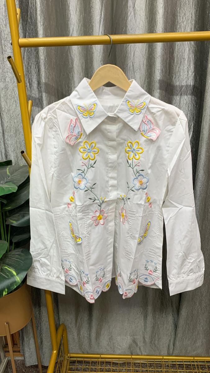 Flower And Butterfly Embroidery Shirt FC2464