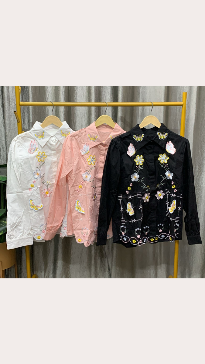 Flower And Butterfly Embroidery Shirt FC2464